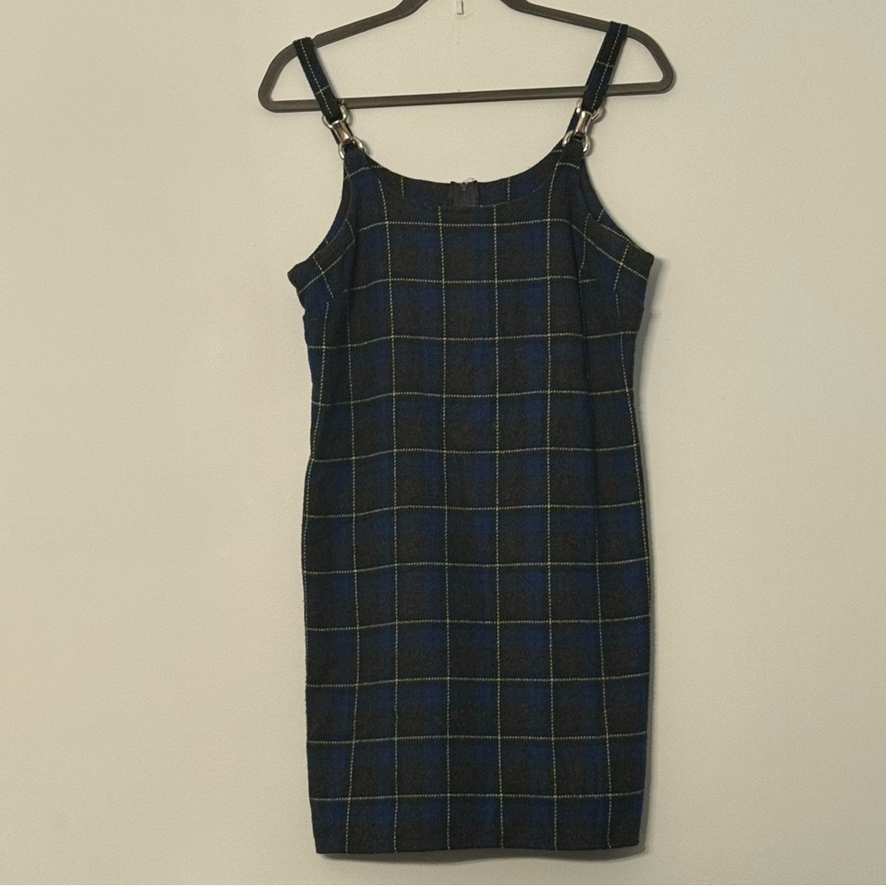 🐑 A. Byer Vintage Plaid Wool Blend Mini Dress | Strappy | Size M | USA Made